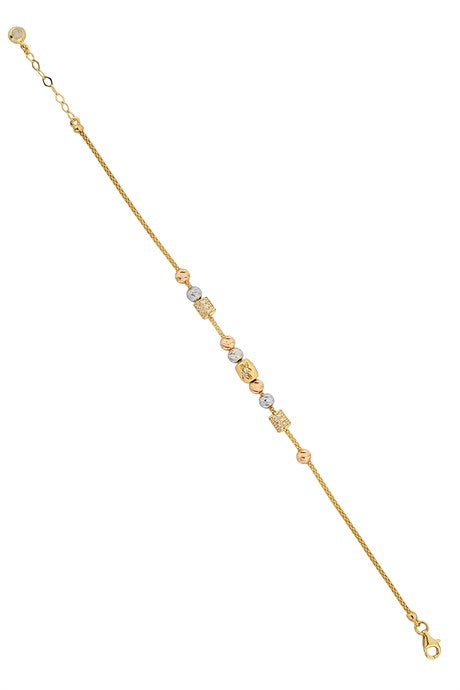 Solid Gold Dorica Beaded Design Bracelet | 14K (585) | 4.29 gr