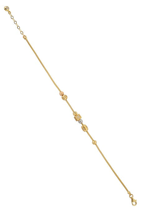 Pulsera de oro macizo con diseño de cuentas Dorica | 14K (585) | 4,67 gramos