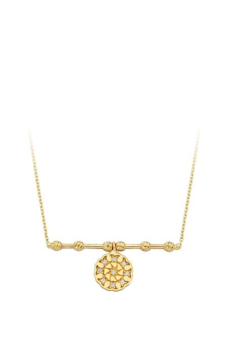 Solid Gold Dorica Beaded Design Necklace | 14K (585) | 2.33 gr