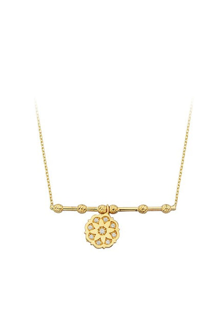 Solid Gold Dorica Beaded Design Necklace | 14K (585) | 2.28 gr