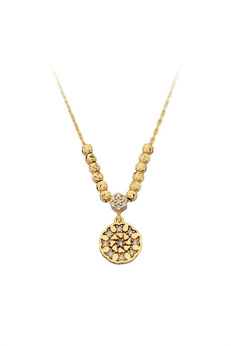 Solid Gold Dorica Beaded Design Necklace | 14K (585) | 2.25 gr