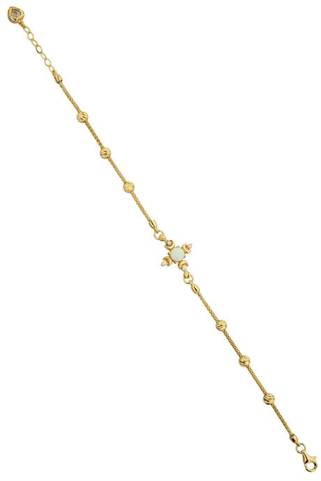 Solid Gold Dorica Beaded Gemstone Moon Bracelet | 14K (585) | 3.31 gr