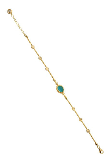 Solid Gold Dorica Beaded Gemstone Bracelet | 14K (585) | 3.49 gr