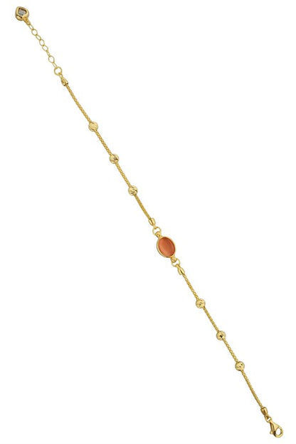 Solid Gold Dorica Beaded Gemstone Bracelet | 14K (585) | 3.37 gr