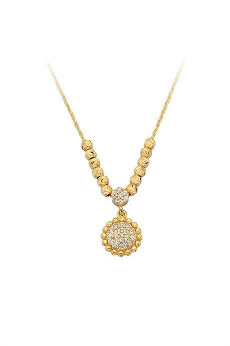 Solid Gold Dorica Beaded Gemstone Necklace | 14K (585) | 2.20 gr