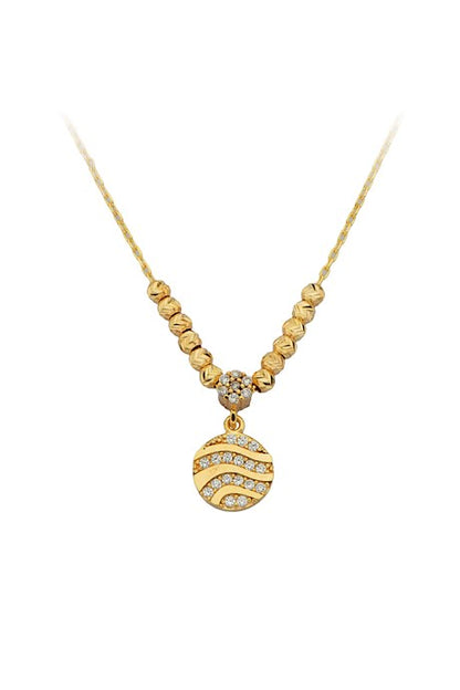 Solid Gold Dorica Beaded Gemstone Necklace | 14K (585) | 2.20 gr