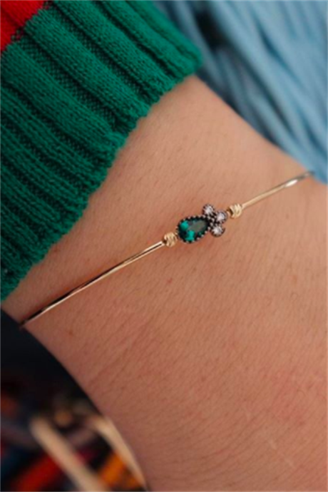 Bracelet goutte verte perlée Dorica en or massif | 14K (585) | 2,62 grammes