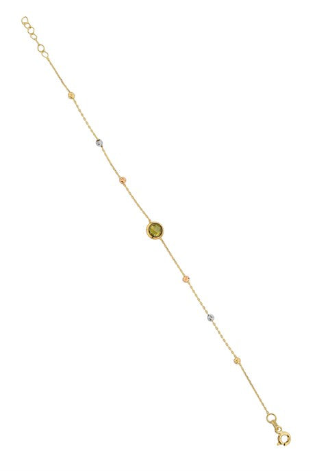 Bracelet de pierres précieuses vertes perlées Dorica en or massif | 14K (585) | 1,16 g