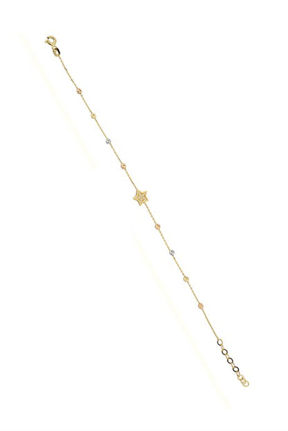 Solid Gold Dorica Beaded Star Bracelet | 14K (585) | 1.27 gr