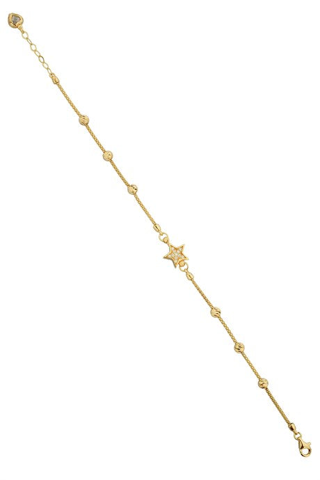 Solid Gold Dorica Beaded Star Bracelet | 14K (585) | 3.23 gr