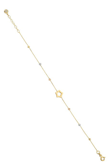 Solid Gold Dorica Beaded Star Bracelet | 14K (585) | 1.56 gr