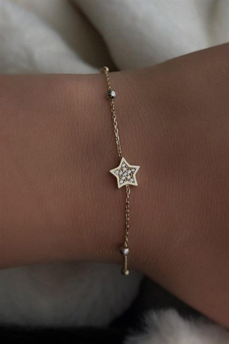 Pulsera de estrella con cuentas Dorica en oro macizo | 14K (585) | 1,60 gramos