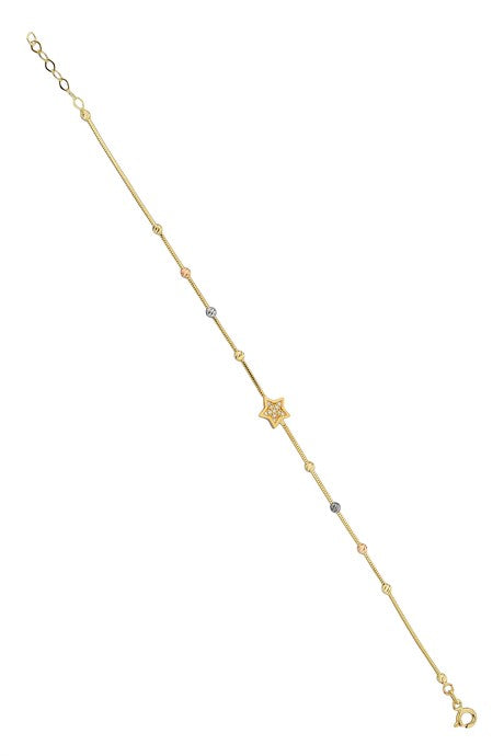 Solid Gold Dorica Beaded Star Bracelet | 14K (585) | 2.18 gr