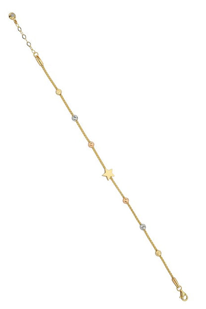 Solid Gold Dorica Beaded Star Bracelet | 14K (585) | 3.43 gr