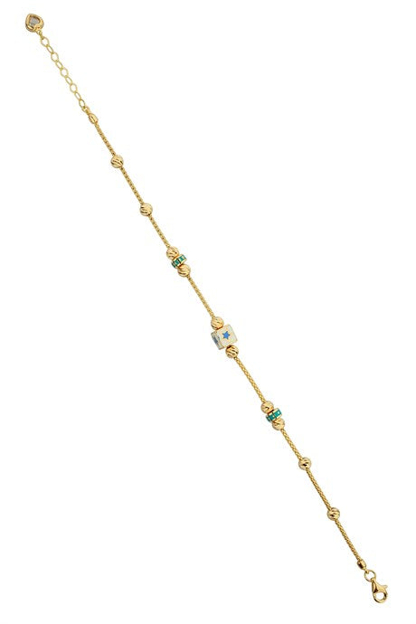 Bracelet étoile perlée Dorica en or massif avec figurine | 14K (585) | 4,53 grammes