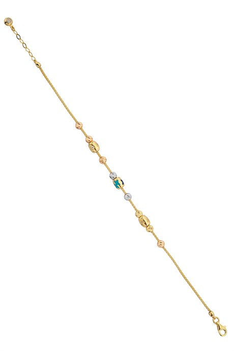 Solid Gold Dorica Beaded Star With Figure Bracelet | 14K (585) | 5.41 gr