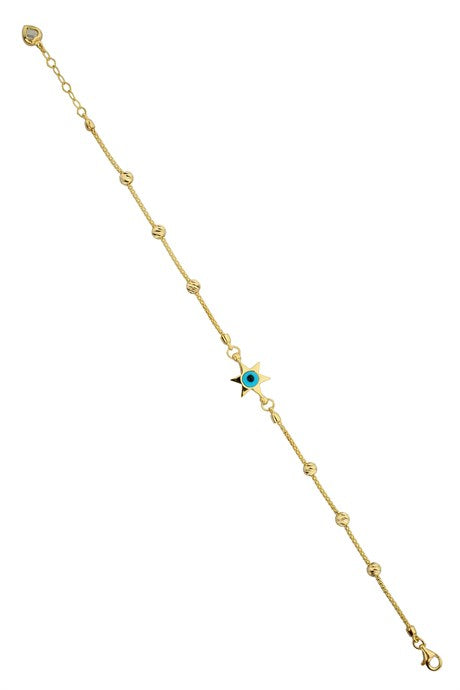 Solid Gold Dorica Beaded Star Eye Bracelet | 14K (585) | 3.41 gr