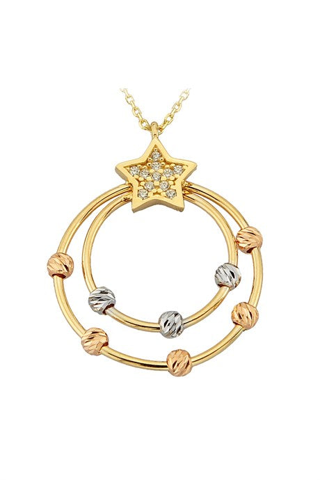 Collier cercle d'étoiles perlées Dorica en or massif | 14K (585) | 2,41 grammes