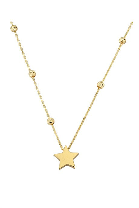 Solid Gold Dorica Beaded Star Necklace | 14K (585) | 1.71 gr