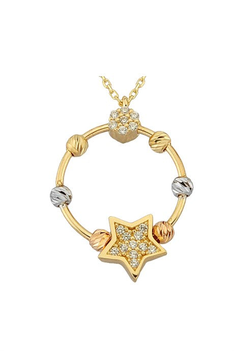 Solid Gold Dorica Beaded Star Necklace | 14K (585) | 2.04 gr