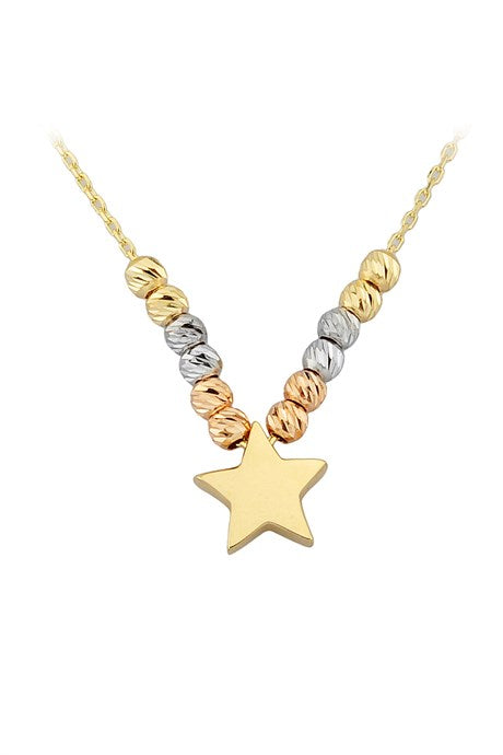 Collar de estrella con cuentas Dorica de oro macizo | 14K (585) | 1,75 gramos