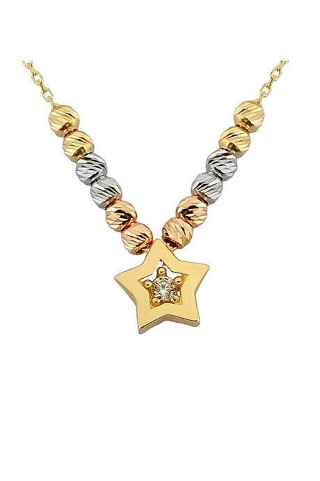 Solid Gold Dorica Beaded Star Necklace | 14K (585) | 1.92 gr