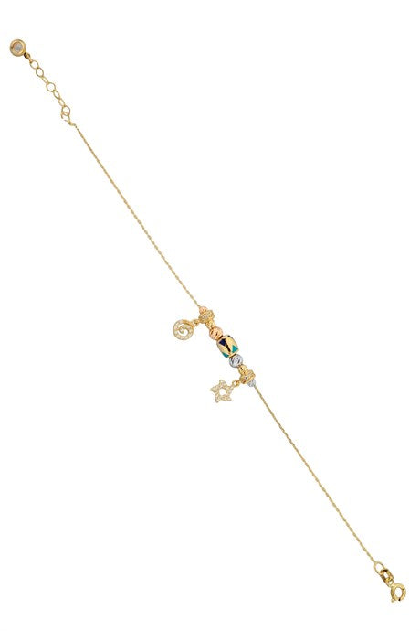 Solid Gold Dorica Beaded Star And Spiral With Figure Bracelet | 14K (585) | 3,21 gr