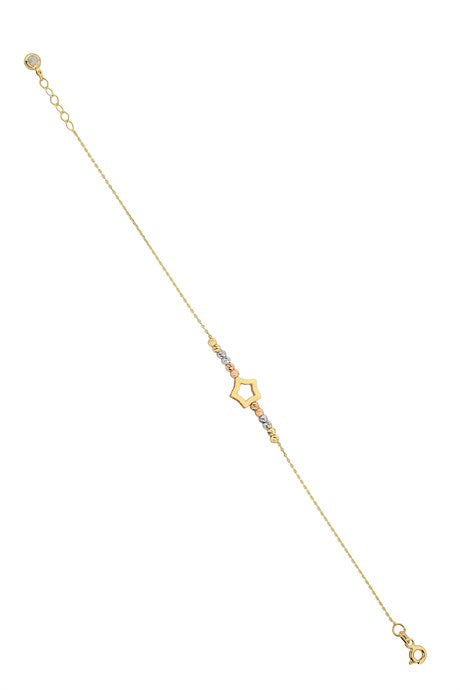 Solid Gold Dorica Beaded Star Bracelet | 14K (585) | 1.71 gr