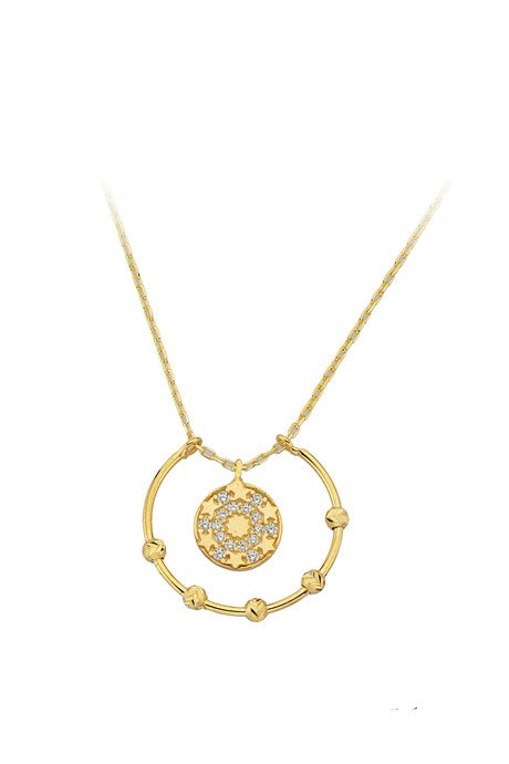 Collier cercle d'étoiles perlées Dorica en or massif | 14K (585) | 2,56 grammes