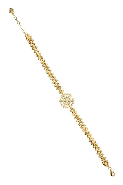 Solid Gold Dorica Beaded Star Snowflake Bracelet | 14K (585) | 6.90 gr