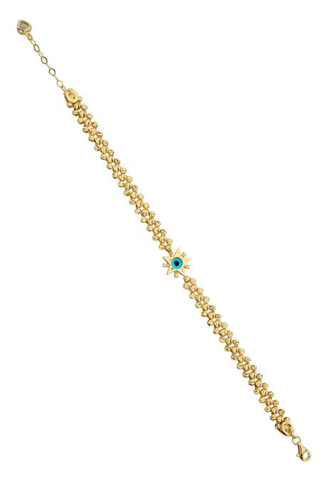 Pulsera de ojo malvado de estrella con cuentas Dorica de oro macizo | 14K (585) | 6,75 gramos