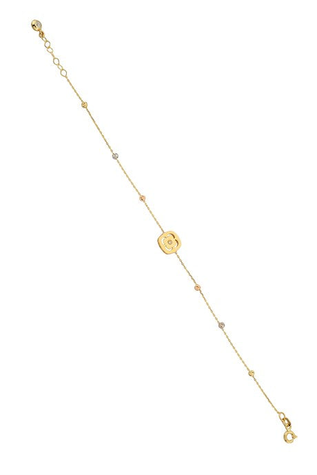 Pulsera de trébol con cuentas Dorica de oro macizo | 14K (585) | 1,65 gramos