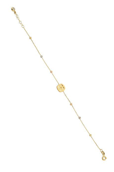 Solid Gold Dorica Beaded Clover Bracelet | 14K (585) | 1.65 gr