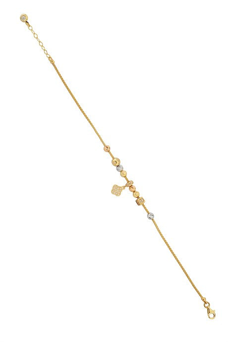 Solid Gold Dorica Beaded Clover Bracelet | 14K (585) | 3.93 gr