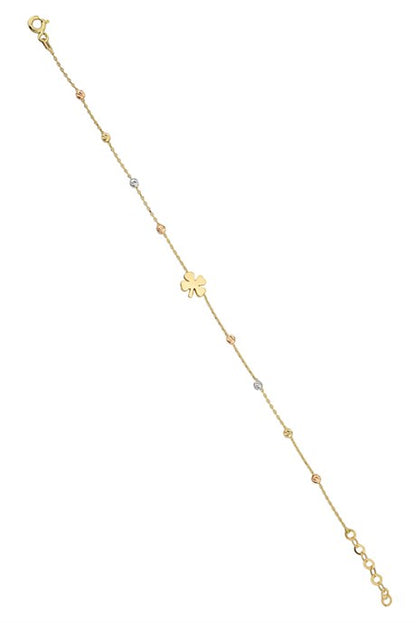 Pulsera de trébol con cuentas Dorica de oro macizo | 14K (585) | 1,32 gramos