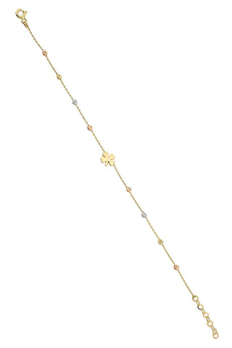 Solid Gold Dorica Beaded Clover Bracelet | 14K (585) | 1.32 gr