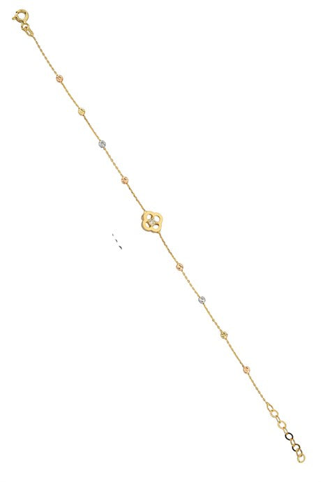Solid Gold Dorica Beaded Clover Bracelet | 14K (585) | 1.44 gr