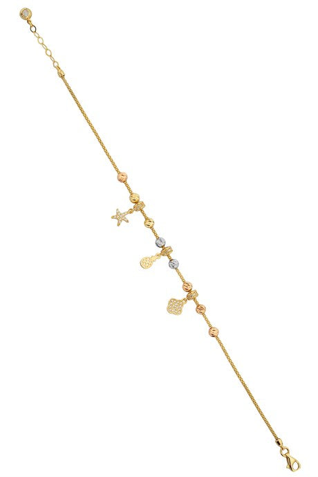 Bracelet ananas étoile trèfle perlé Dorica en or massif | 14K (585) | 4,17 grammes