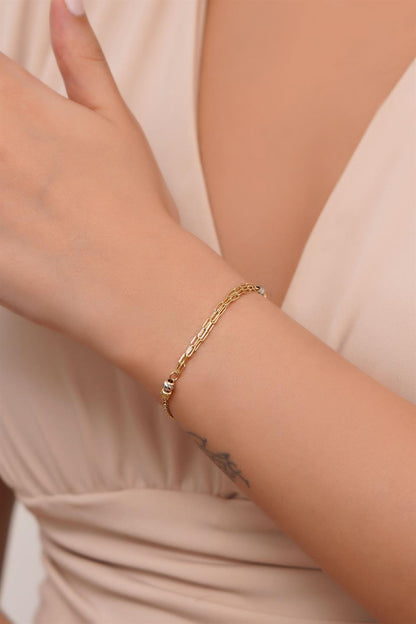 Pulsera de cadena con cuentas Dorica de oro macizo