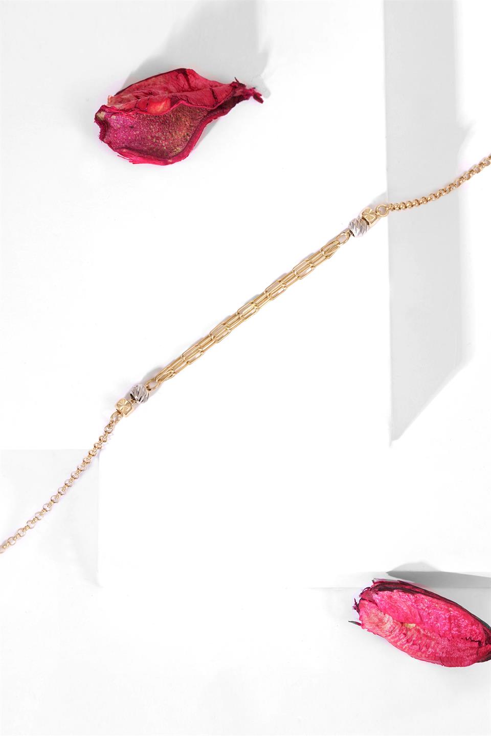 Pulsera de cadena con cuentas Dorica de oro macizo