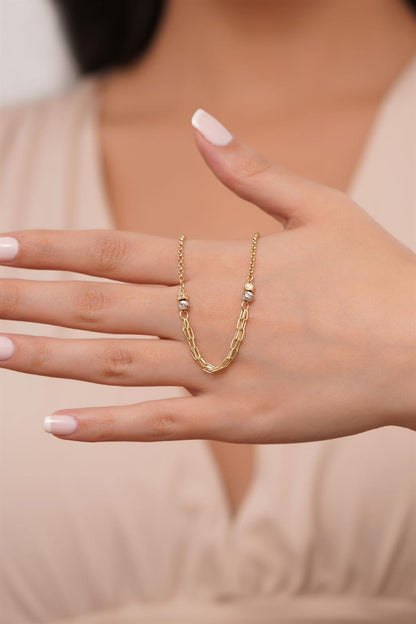 Pulsera de cadena con cuentas Dorica de oro macizo