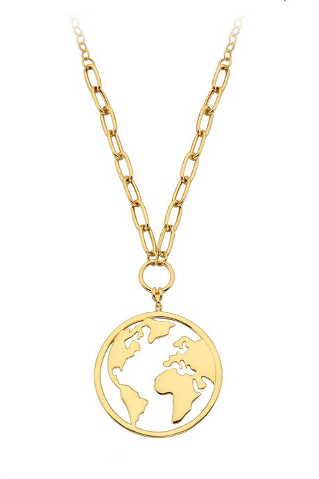 Solid Gold World Necklace | 14K (585) | 7.94 gr