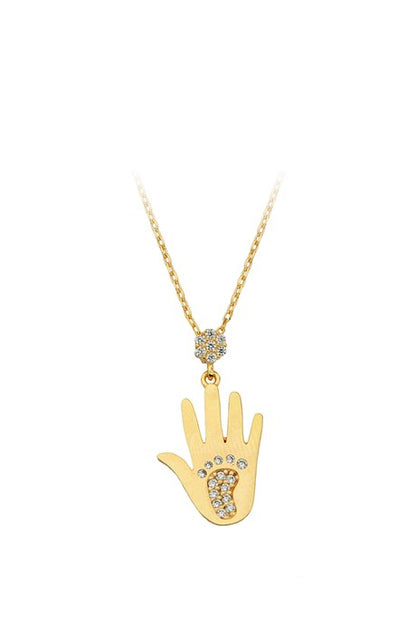 Solid Gold Hand Footprint Necklace | 14K (585) | 2.40 gr