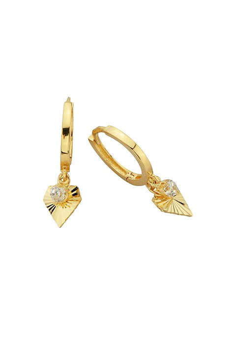Boucle d'oreille en or massif avec diamant et cercle de figure | 14K (585) | 2,25 grammes