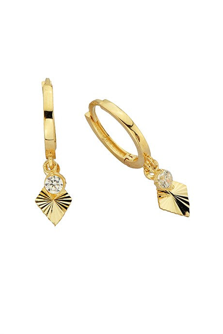 Solid Gold Diamond With Figure Circle Earring | 14K (585) | 2.16 gr