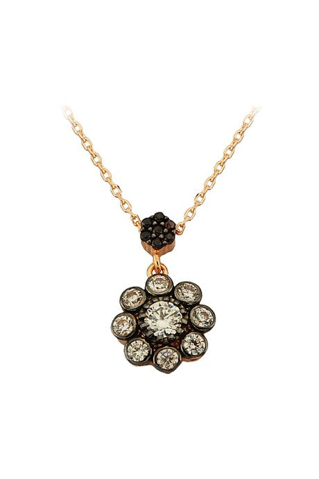 Solid Gold Gemstone Necklace Flower Necklace | 14K (585) | 2.02 gr