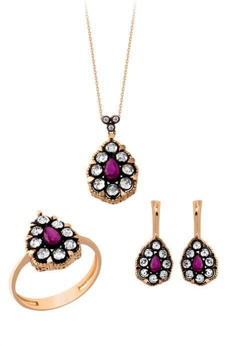 Solid Gold Gemstone Drop Mini Set | 14K (585) | 10.62 gr