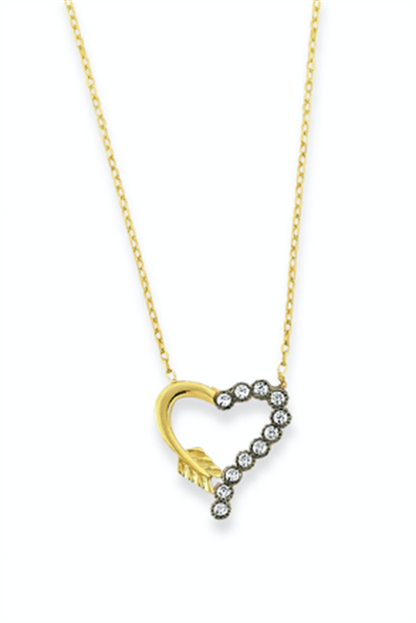 Solid Gold Gemstone Necklace Heart Necklace | 14K (585) | 1.88 gr