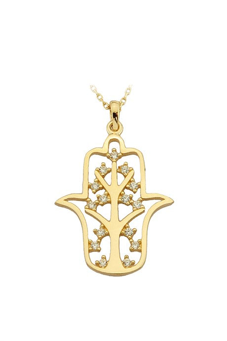 Solid Gold Hand of Fatima (Hamsa) Necklace | 14K (585) | 2.04 gr