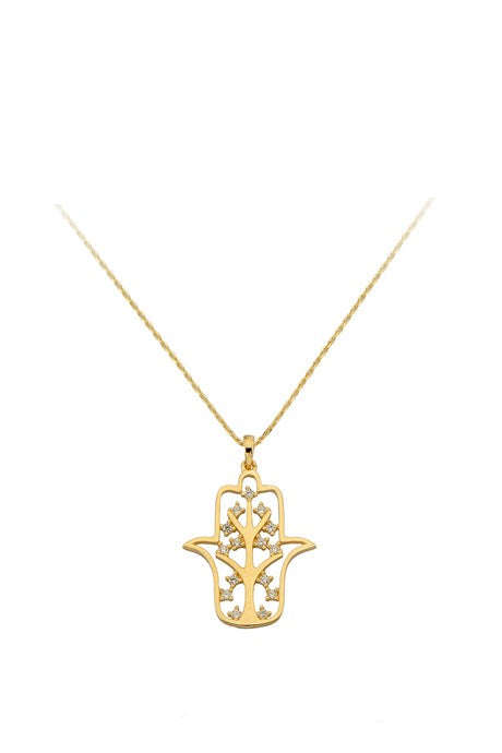 Collier main de Fatima (Hamsa) en or massif | 14K (585) | 2,12 grammes